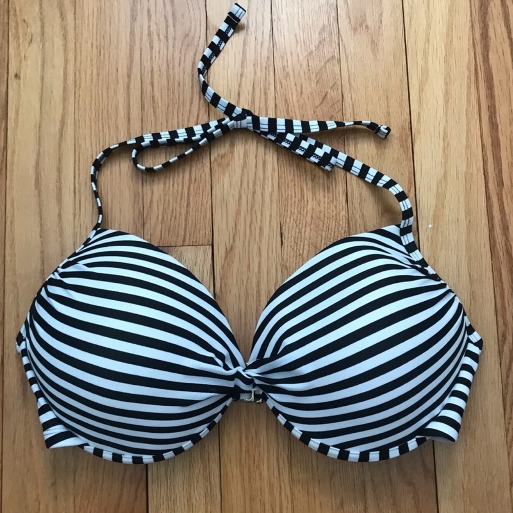 Xhiliration •black white striped bikini top D/DD